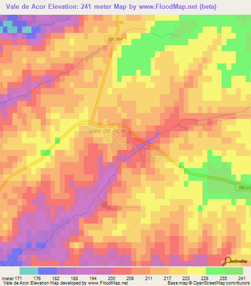 Vale de Acor,Portugal Elevation Map