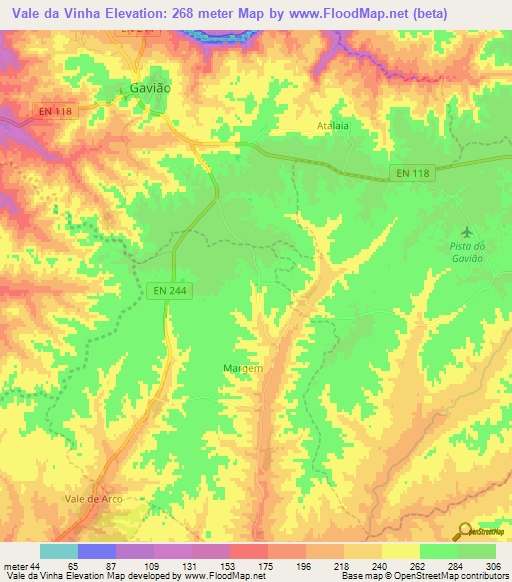 Vale da Vinha,Portugal Elevation Map