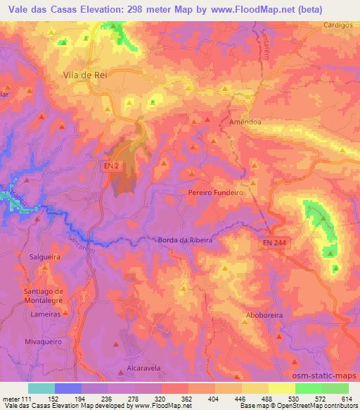 Vale das Casas,Portugal Elevation Map