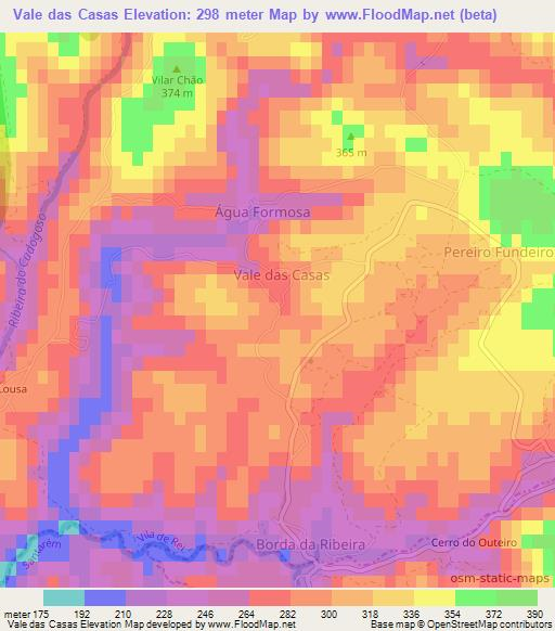 Vale das Casas,Portugal Elevation Map