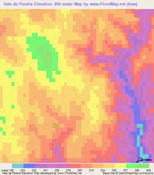 Vale da Pereira,Portugal Elevation Map