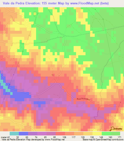 Vale da Pedra,Portugal Elevation Map