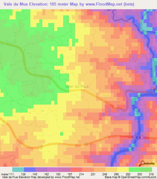 Vale da Mua,Portugal Elevation Map