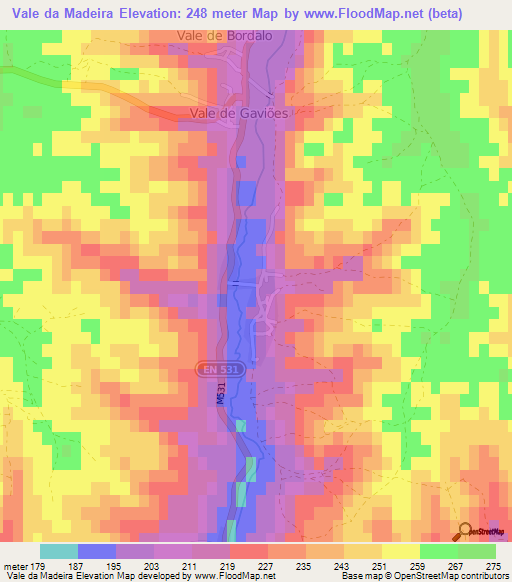 Vale da Madeira,Portugal Elevation Map