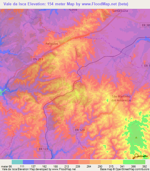 Vale da Isca,Portugal Elevation Map