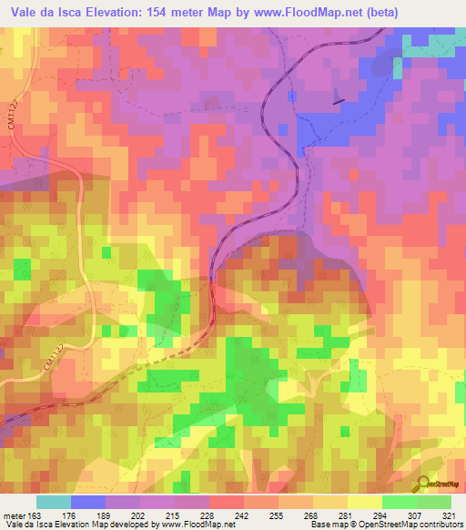 Vale da Isca,Portugal Elevation Map