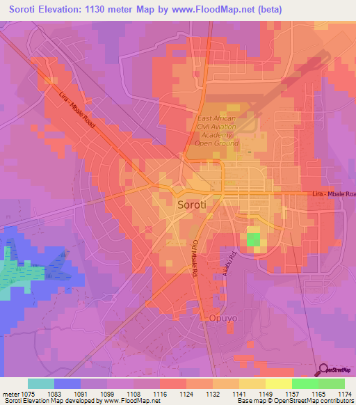 Soroti,Uganda Elevation Map