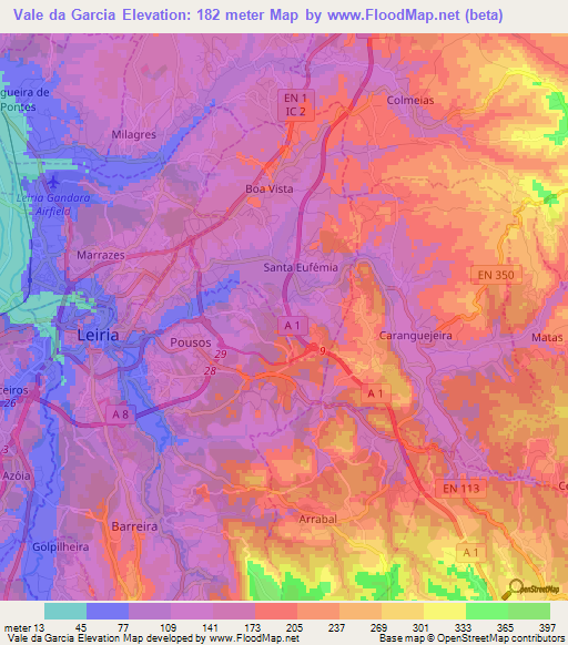 Vale da Garcia,Portugal Elevation Map