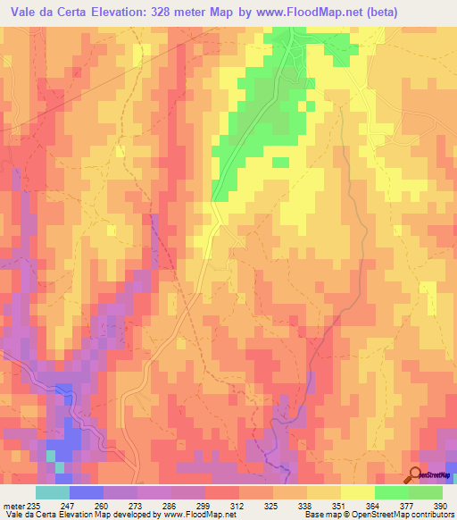 Vale da Certa,Portugal Elevation Map