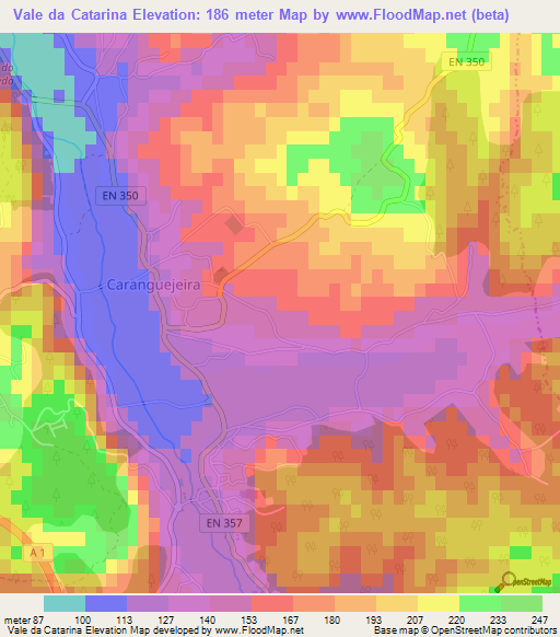 Vale da Catarina,Portugal Elevation Map