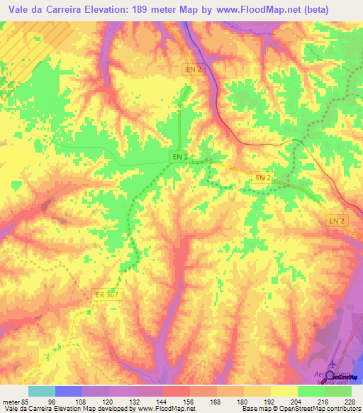 Vale da Carreira,Portugal Elevation Map