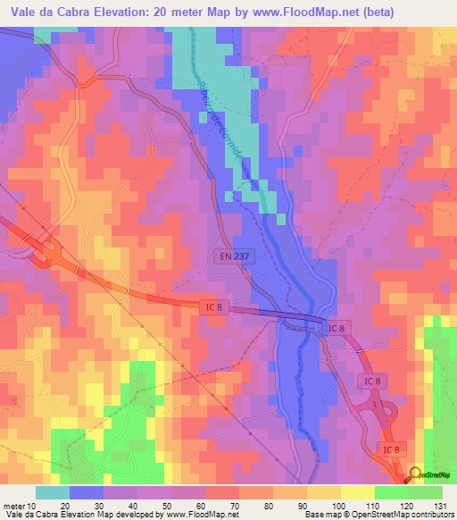 Vale da Cabra,Portugal Elevation Map