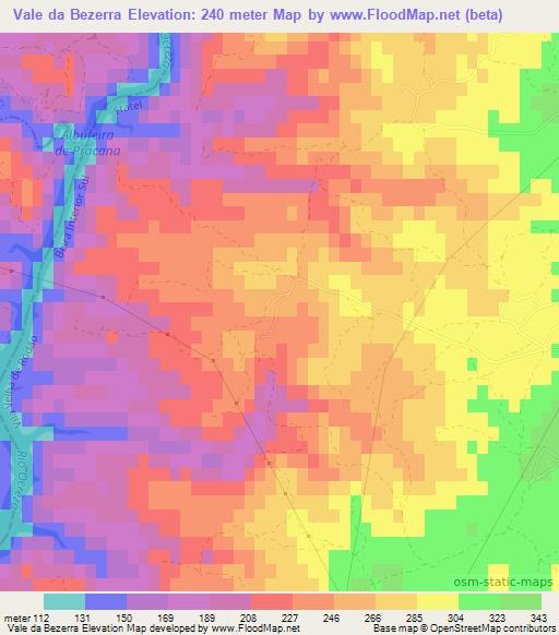 Vale da Bezerra,Portugal Elevation Map