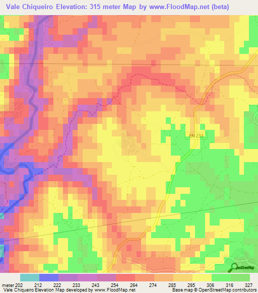 Vale Chiqueiro,Portugal Elevation Map