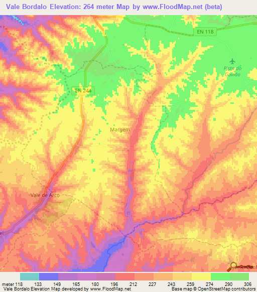 Vale Bordalo,Portugal Elevation Map