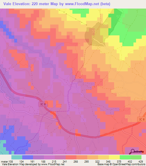 Vale,Portugal Elevation Map