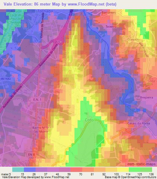 Vale,Portugal Elevation Map