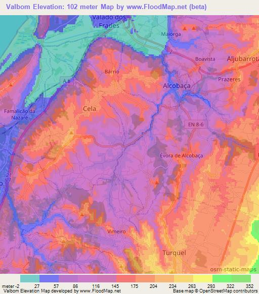 Valbom,Portugal Elevation Map