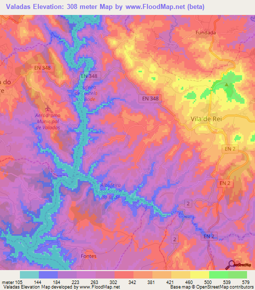 Valadas,Portugal Elevation Map