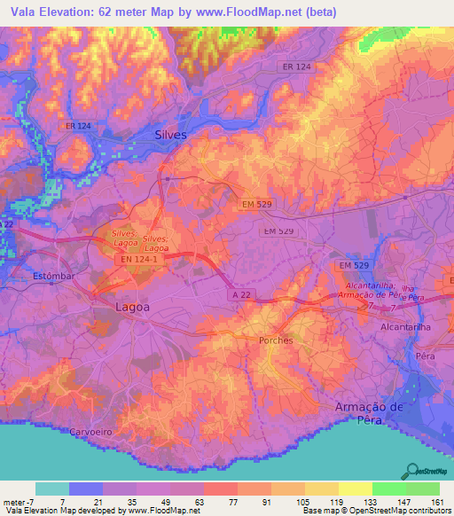 Vala,Portugal Elevation Map