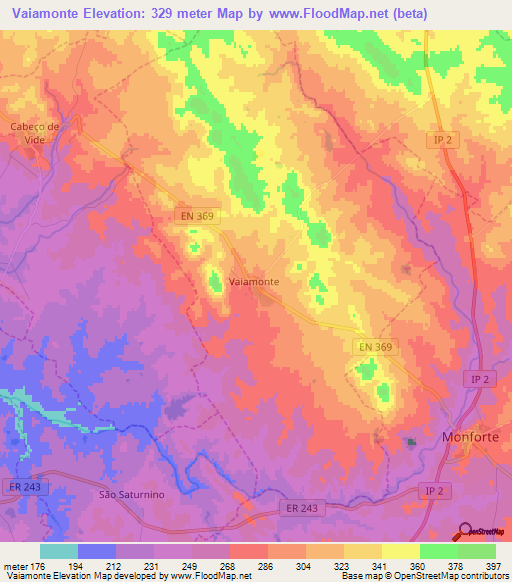 Vaiamonte,Portugal Elevation Map