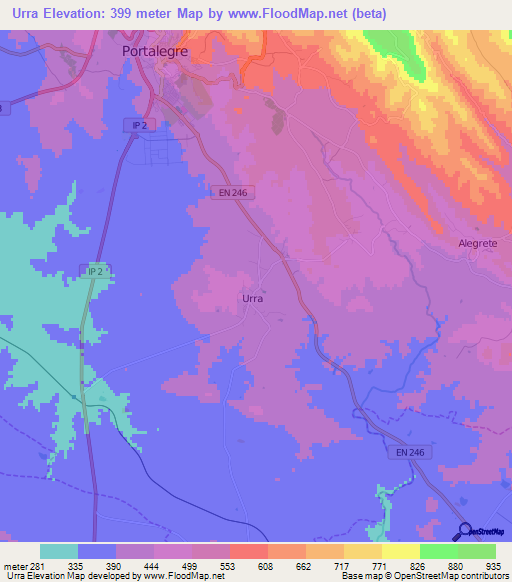 Urra,Portugal Elevation Map