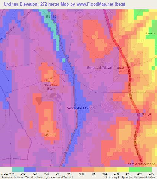 Urcinas,Portugal Elevation Map