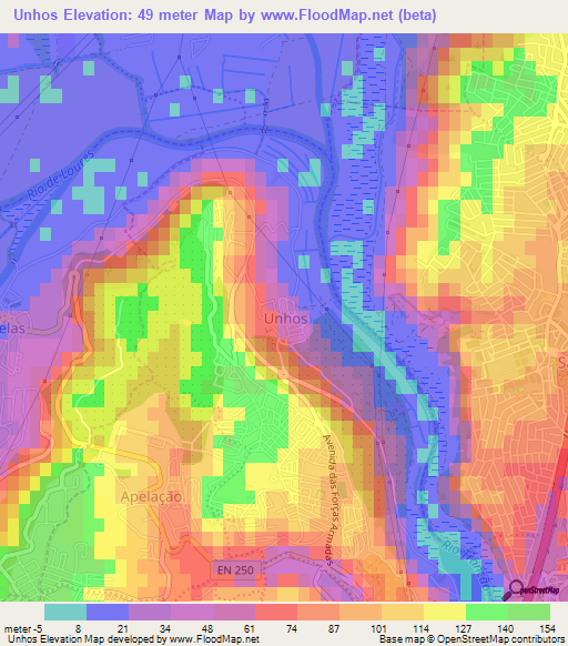 Unhos,Portugal Elevation Map