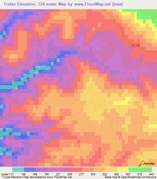 Trutas,Portugal Elevation Map