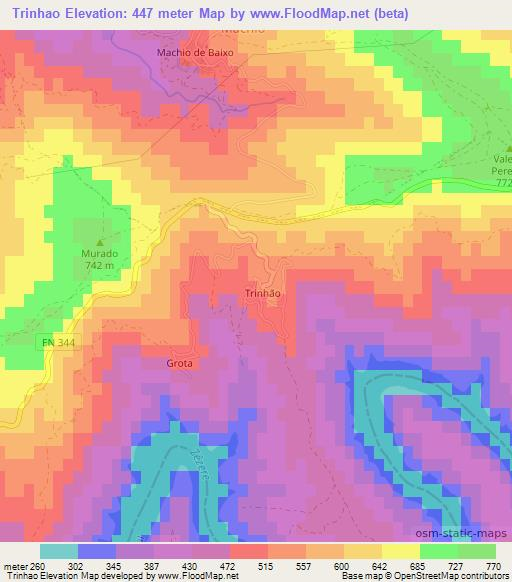Trinhao,Portugal Elevation Map