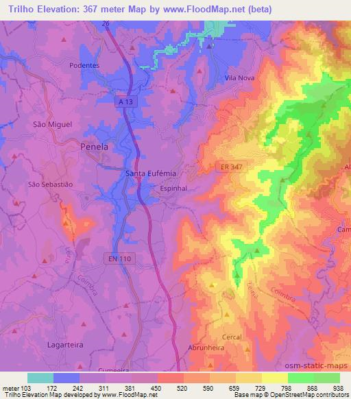 Trilho,Portugal Elevation Map