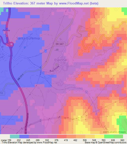 Trilho,Portugal Elevation Map