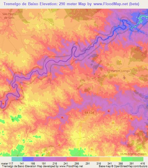 Tremelgo de Baixo,Portugal Elevation Map