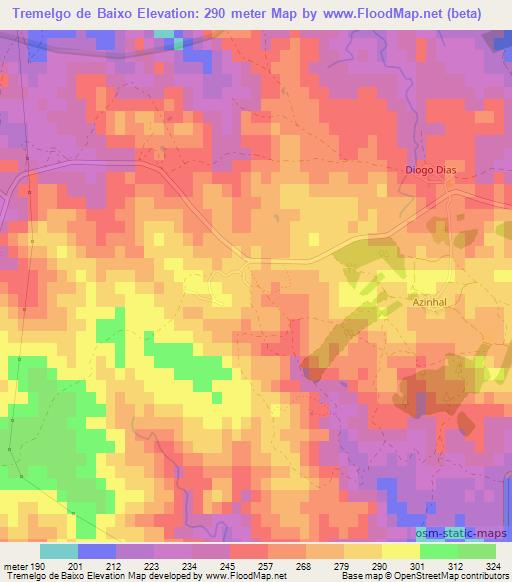 Tremelgo de Baixo,Portugal Elevation Map