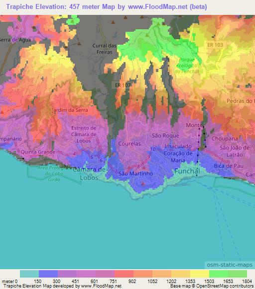 Trapiche,Portugal Elevation Map