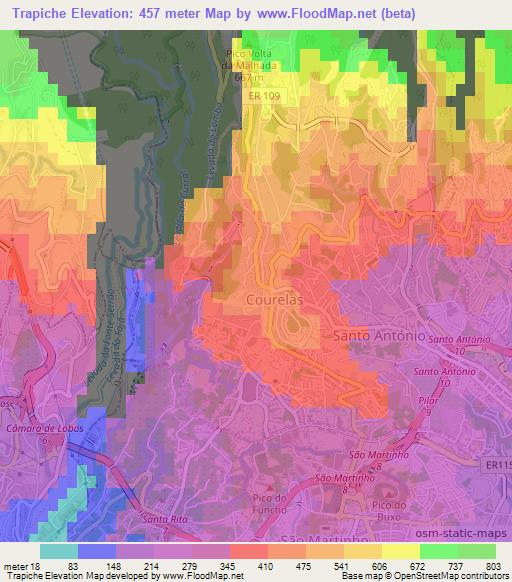 Trapiche,Portugal Elevation Map