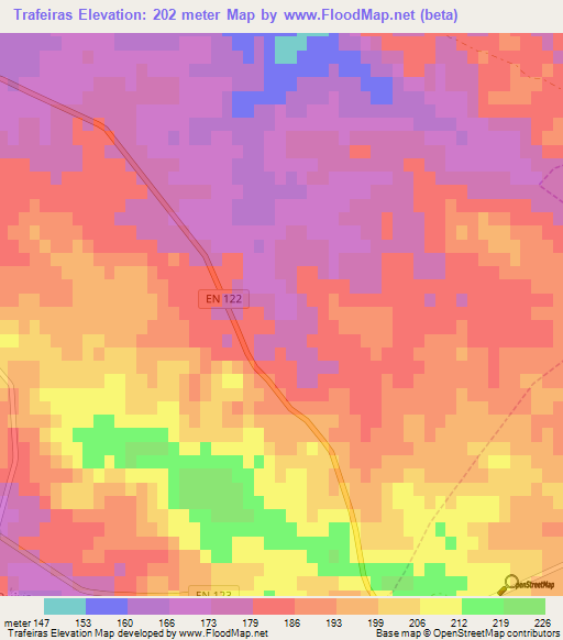 Trafeiras,Portugal Elevation Map