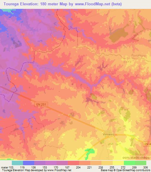 Tourega,Portugal Elevation Map