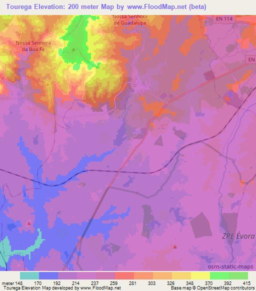 Tourega,Portugal Elevation Map