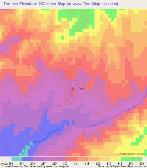 Touloes,Portugal Elevation Map