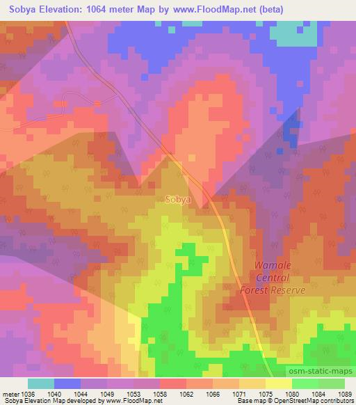 Sobya,Uganda Elevation Map