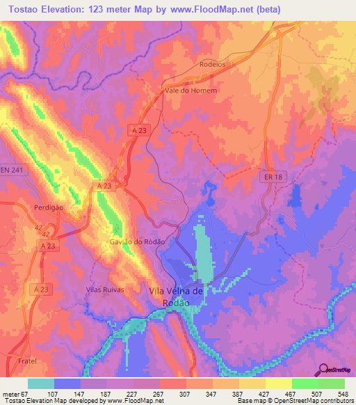 Tostao,Portugal Elevation Map