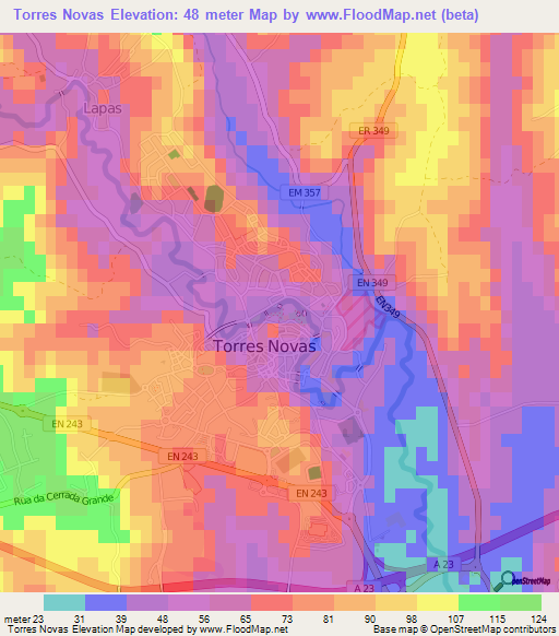 Torres Novas,Portugal Elevation Map