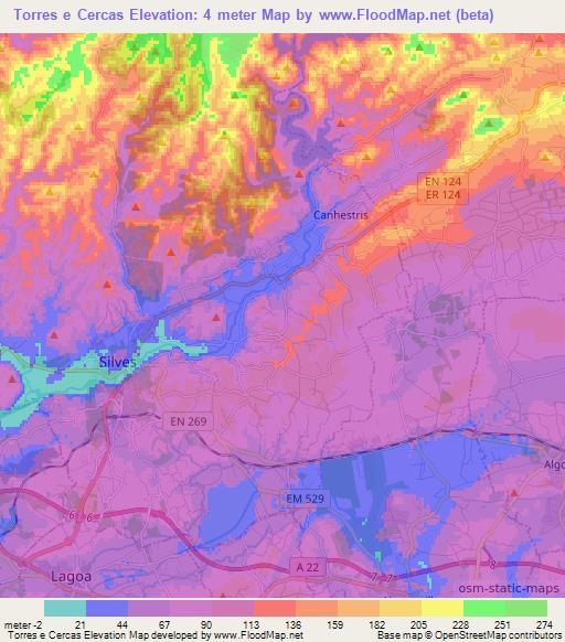 Torres e Cercas,Portugal Elevation Map