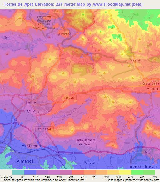 Torres de Apra,Portugal Elevation Map