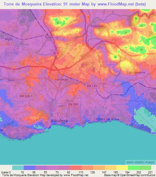 Torre de Mosqueira,Portugal Elevation Map