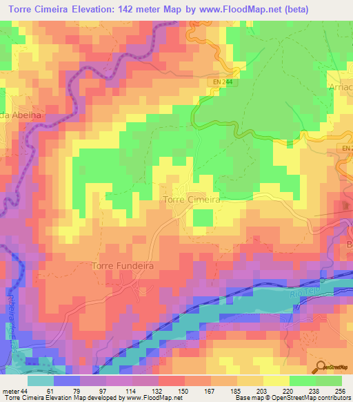 Torre Cimeira,Portugal Elevation Map