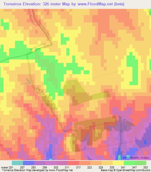 Torneiros,Portugal Elevation Map