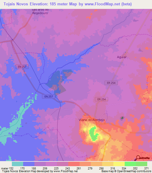 Tojais Novos,Portugal Elevation Map