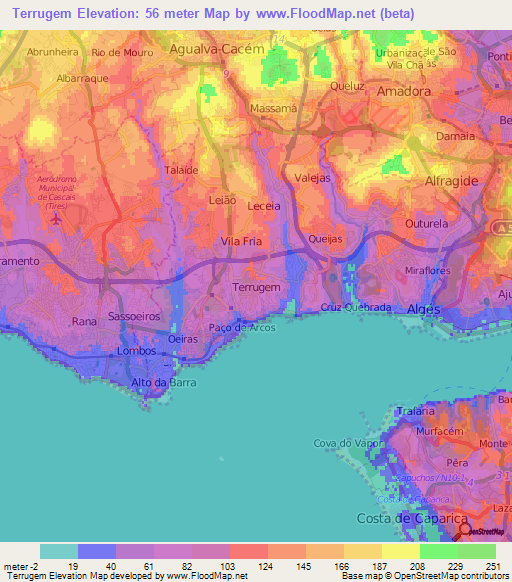 Terrugem,Portugal Elevation Map